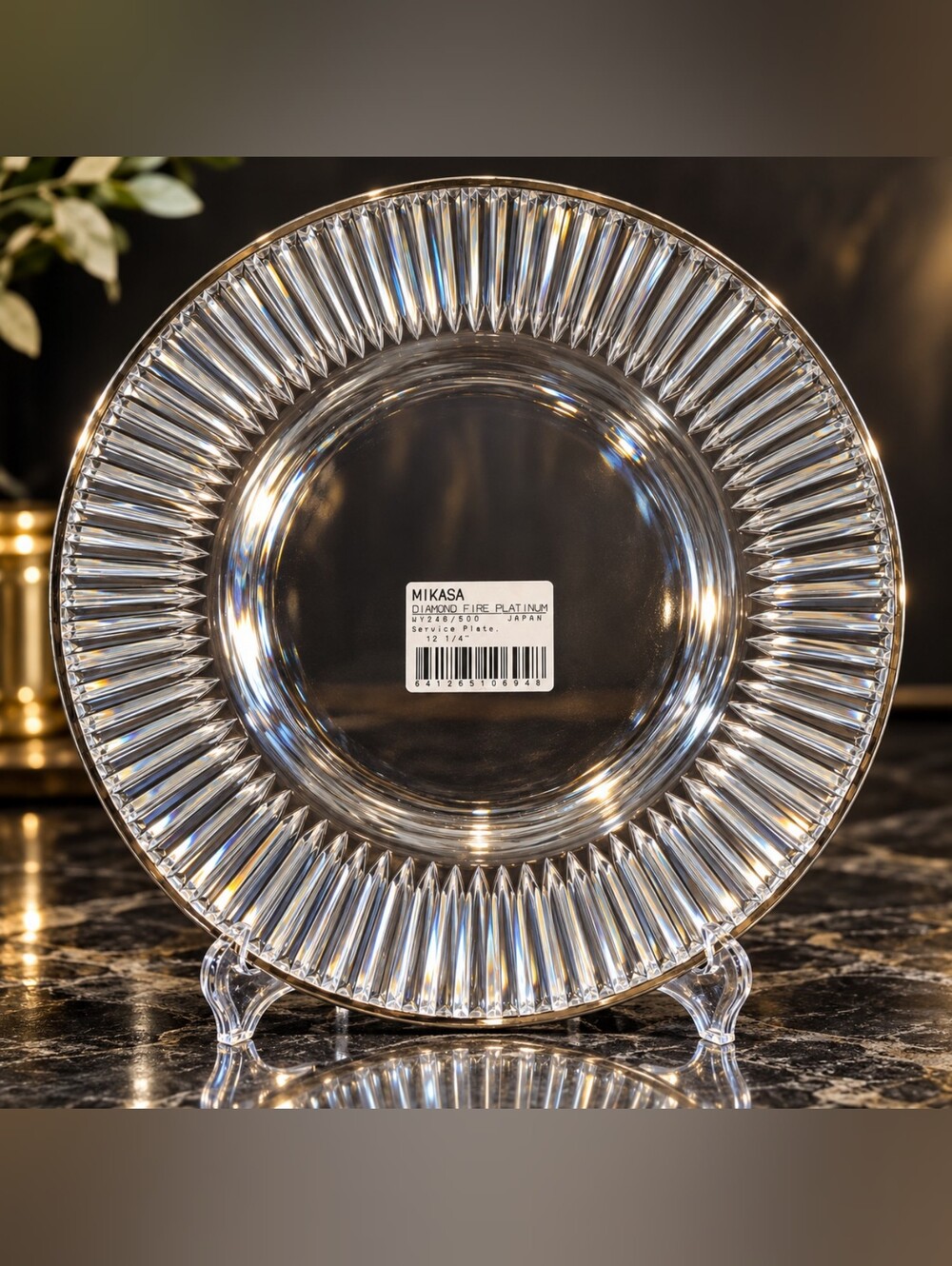 Mikasa Diamond Fire Platinum 12.25" Crystal Service Plate Japan WY248/500